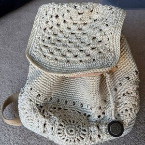 The Sak crochet cream colored backpack